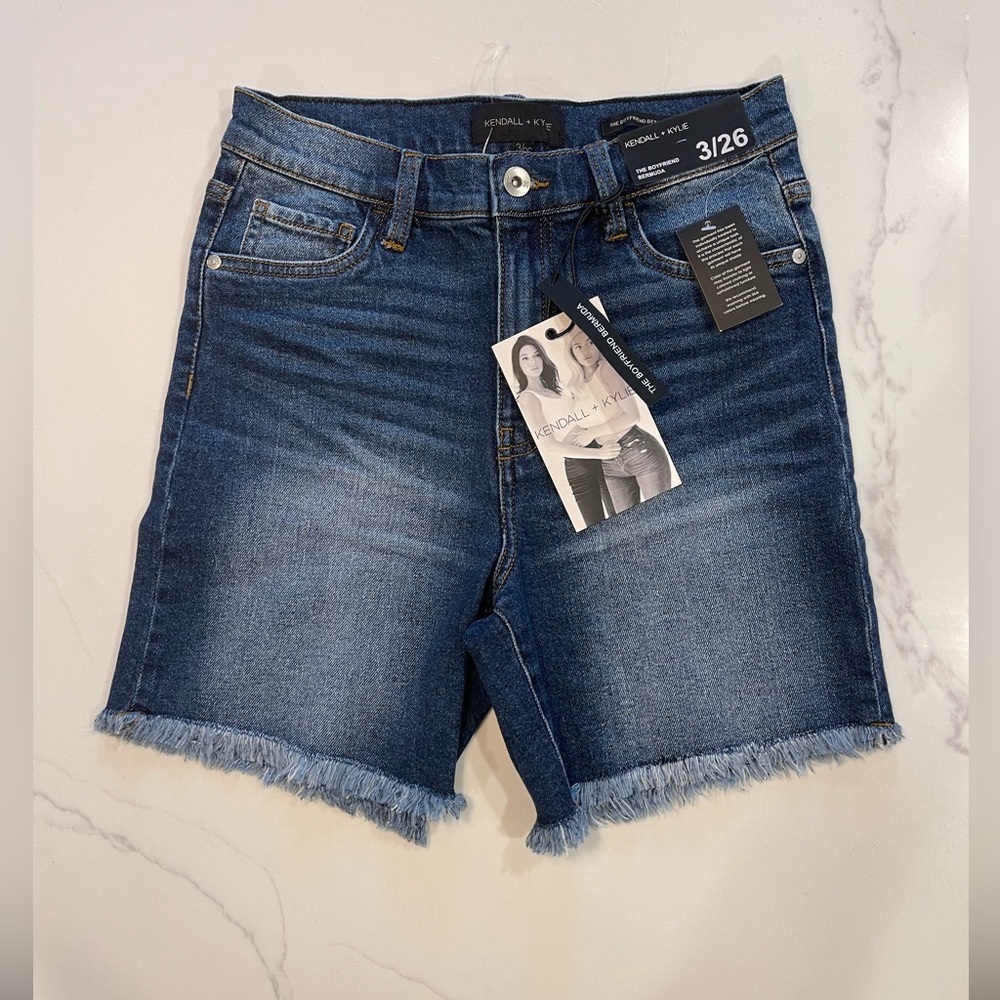 Kendal Kylie the boyfriend Bermuda womans denim high waist shorts
